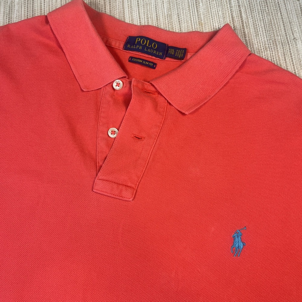 Polo by Ralph Lauren Men's Red Polo Shirt with Blue Logo